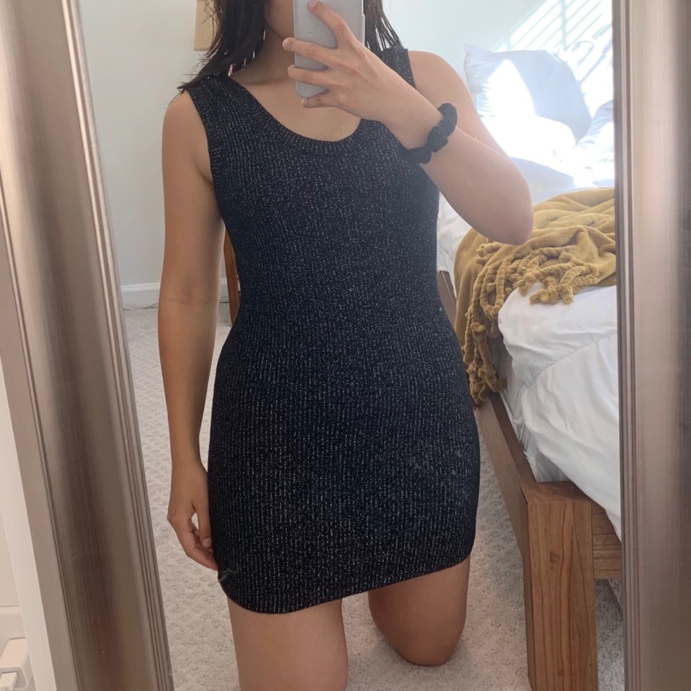 Black sparkly body con y2k dress by Lvl X